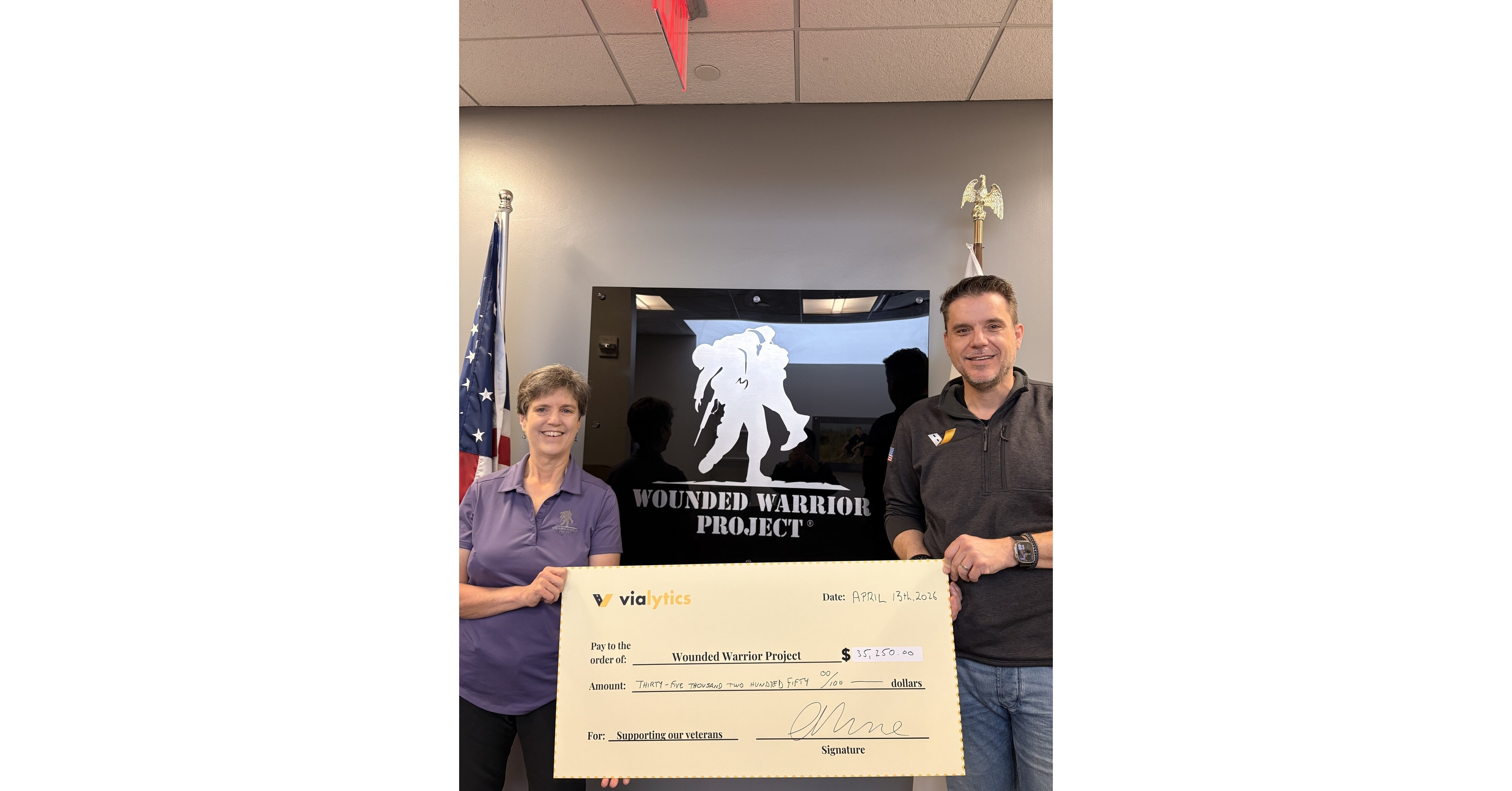 vialytics Presents $35,250 Donation to Wounded Warrior Project Following Month-Long Giving Campaign